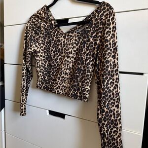 Leopard Print V-Neck Crop Top